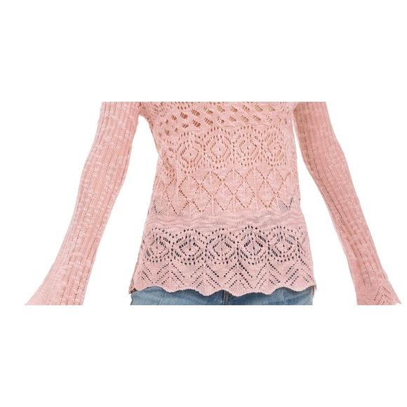 American Rag Junior's Pointelle Knit Flared Sleeve Sweater Pink Size XL - Picture 3 of 3